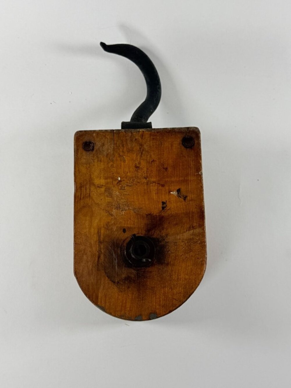 Antique Wooden Pulley Block Iron Hook Farm Barn Hoist Primitive Rustic Decor